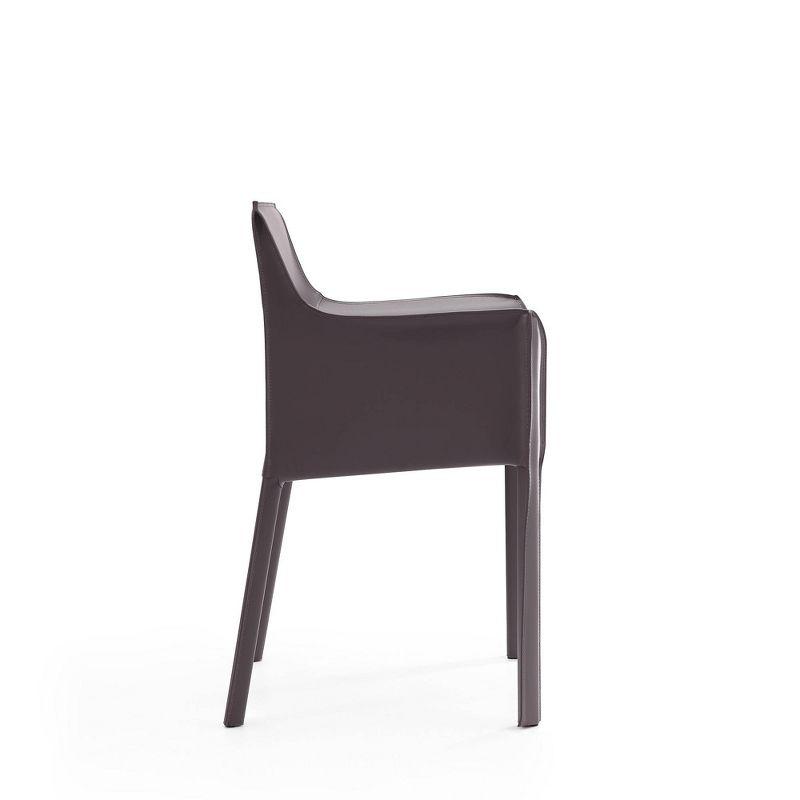 Sleek Gray Faux Leather Upholstered Metal Arm Chair