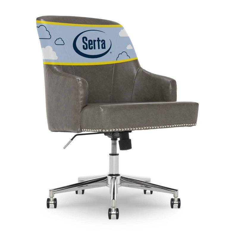 Serta Style Leighton Home Office Chair Gathering Dark Gray: Upholstered, Adjustable, with Fixed Arms