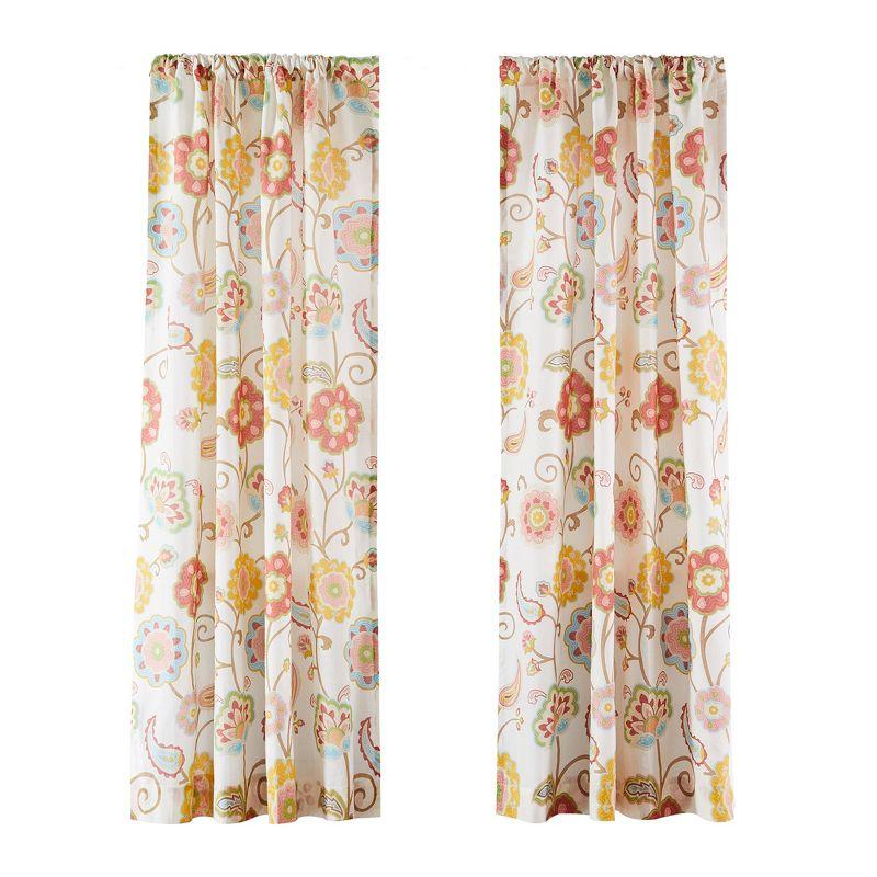 Ashbury Spring Floral Lined Curtain Panel with Rod Pocket - Levtex Home