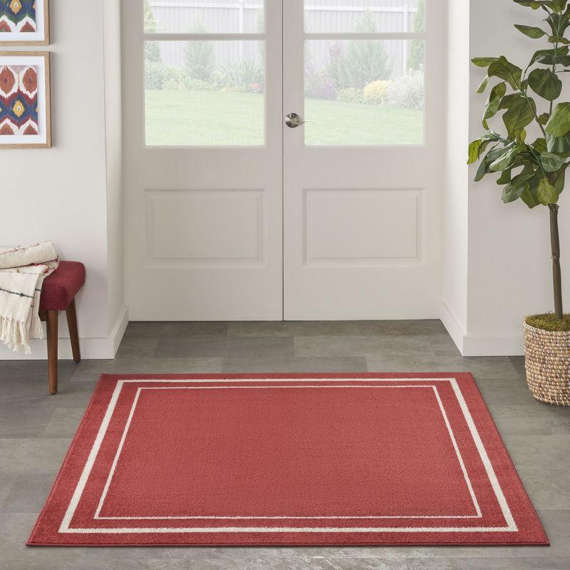 Nourison Essentials 5' x square Brick/Ivory Contemporary Indoor/Outdoor Rug