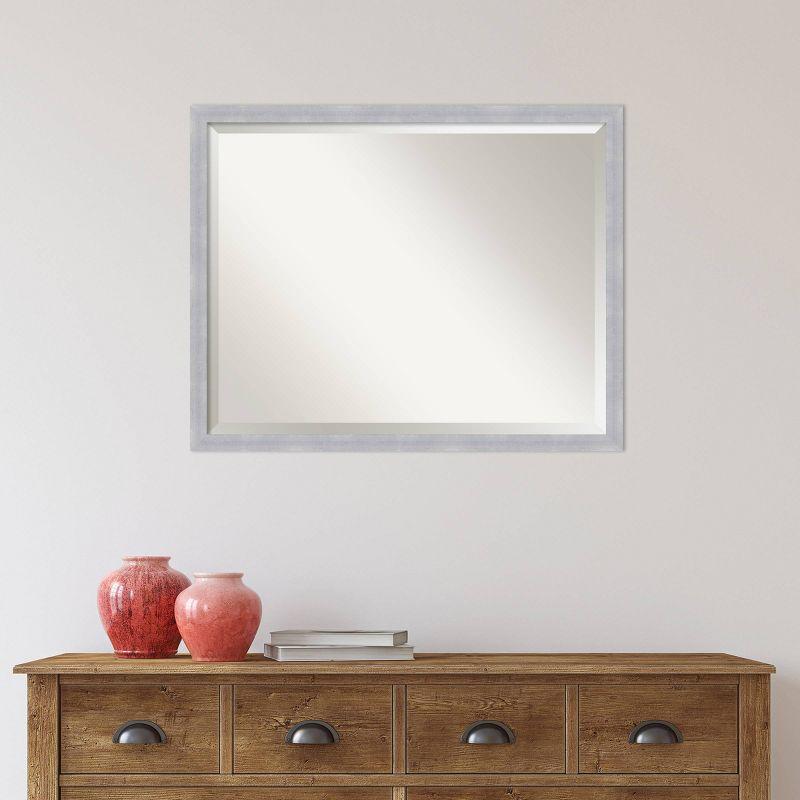 30" x 24" Grace Brushed Framed Bathroom Vanity Wall Mirror Nickel - Amanti Art: Modern Rectangle, No Assembly Required