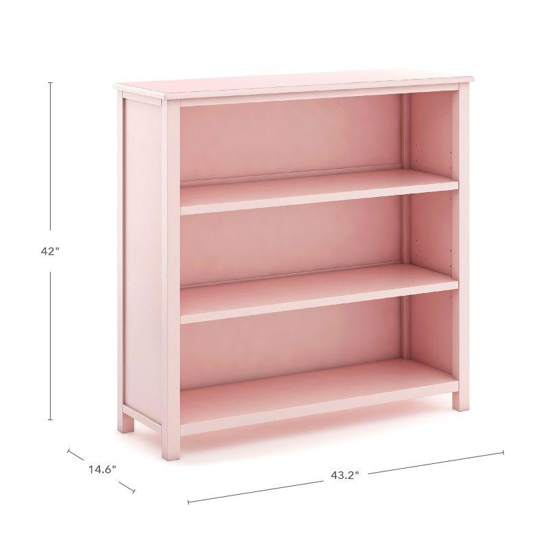 Adjustable Pink Wood 3-Shelf Kids' Bookcase for Toys and Books