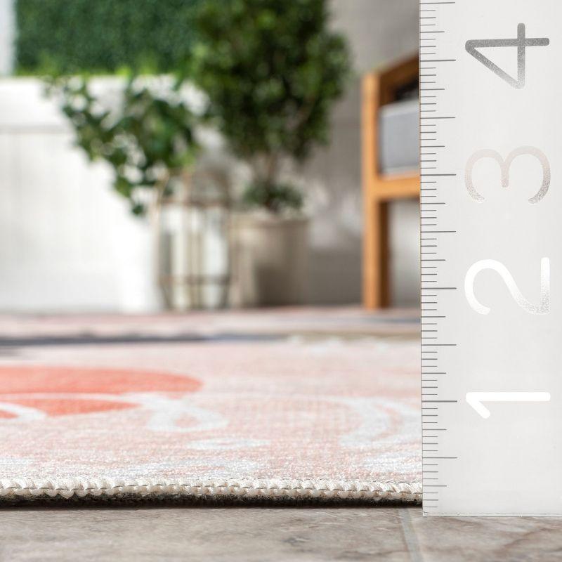 Nuloom Inell Graphic 5x8 Machine Washable Indoor/Outdoor Area Rug for Living Room Patio Deck Front Porch Kitchen, Multicolor/Beige