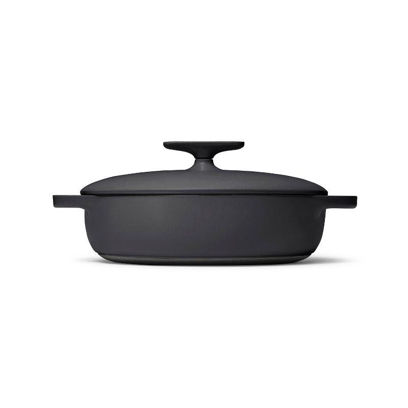 Caraway Home Enameled Cast Iron Braiser with Lid Charcoal: 3.5 Qt, Hand Wash, Electric & Gas Compatible, 10.5" Diameter