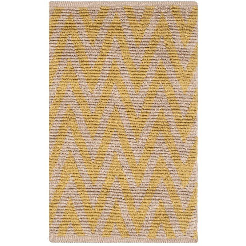 Natural Yellow Handwoven Chevron Cotton Area Rug