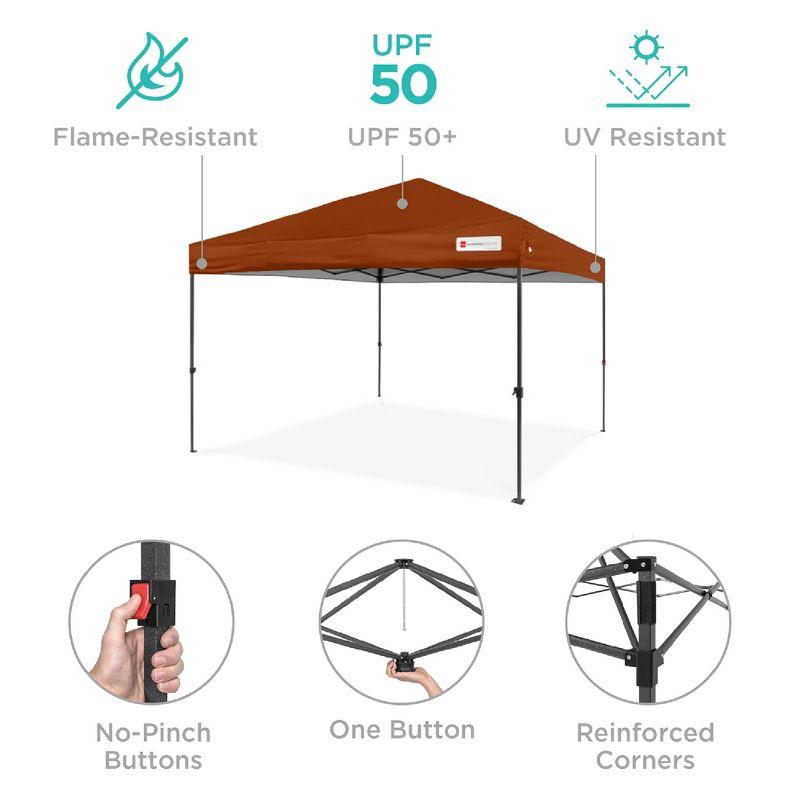 Best Choice Products 10x10ft Easy Setup Pop Up Canopy w/ 1-Button Setup, Wheeled Case, 4 Weight Bags