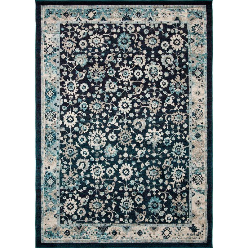 Unique Loom Penrose Collection Area Rug - Krystle (10'  x 14' 1" Rectangle Navy Blue/Beige)