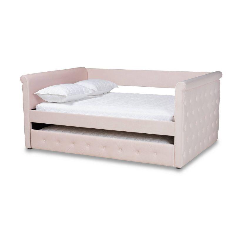 Amaya Velvet Daybed with Trundle - Baxton Studio