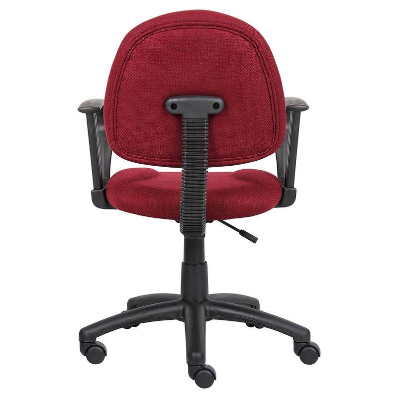 Ergonomic Swivel Task Chair with Fixed Arms in Burgundy Leather