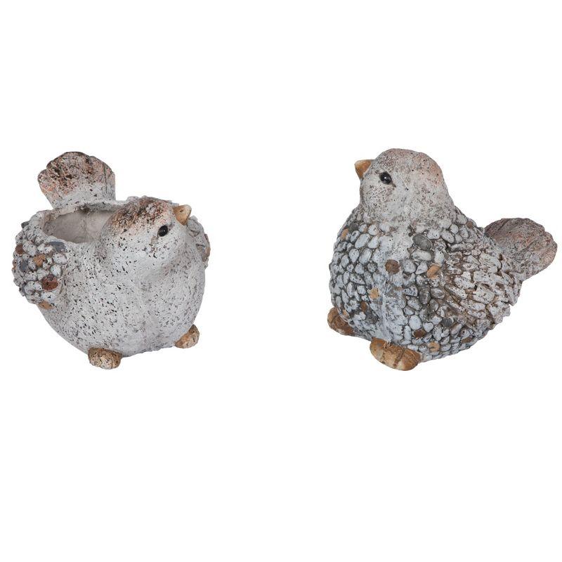 Gray and Brown Pebble Accented Bird Planter, 7.5"