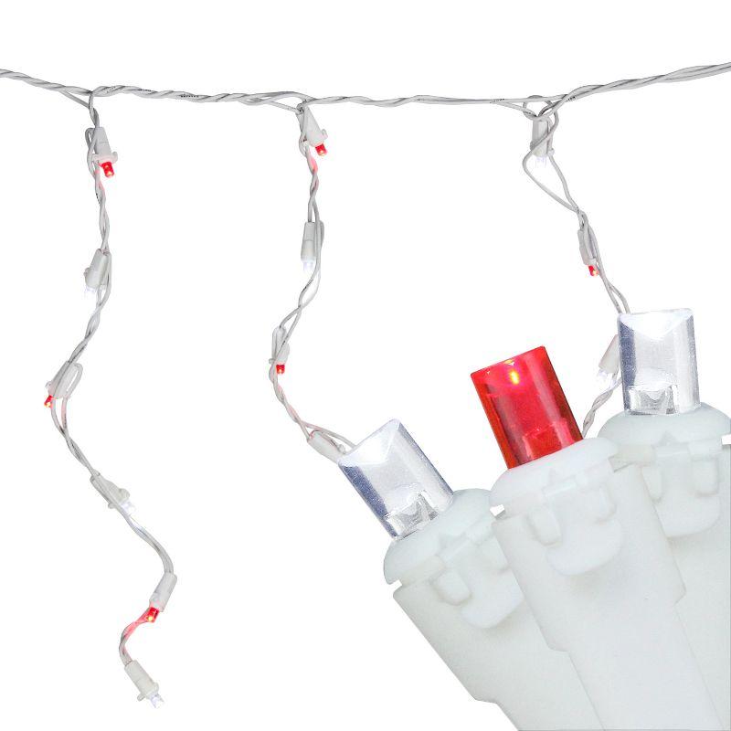 Northlight 100ct Wide Angle LED Icicle String Lights Red/Pure White - 6.75' White Wire
