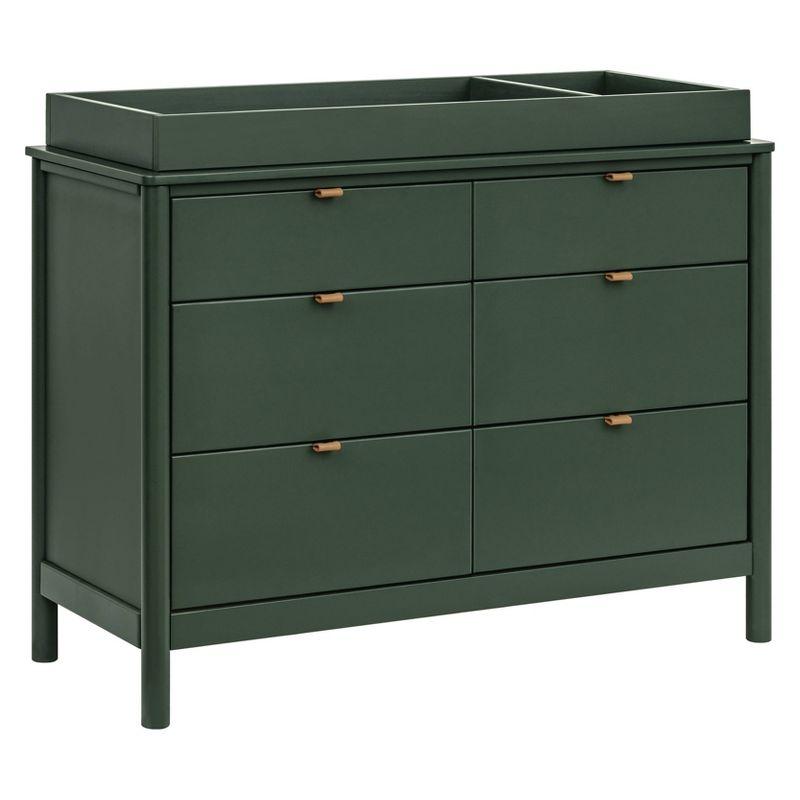 Forest Green 6-Drawer Dresser with Vegan Leather Pulls