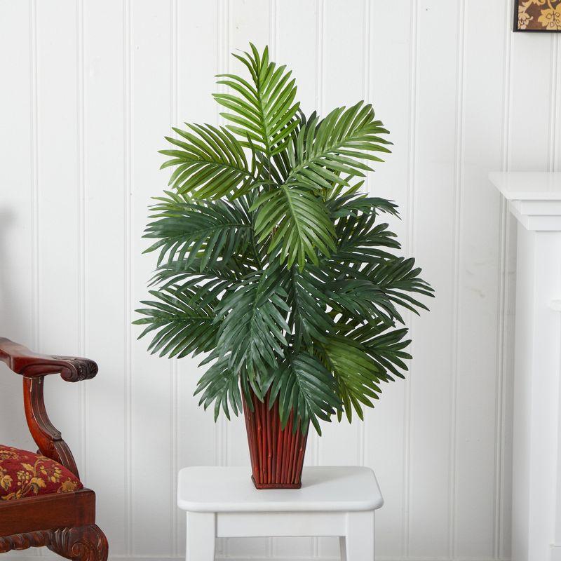 Nearly Natural Areca Palm with Bamboo Vase Silk Plant