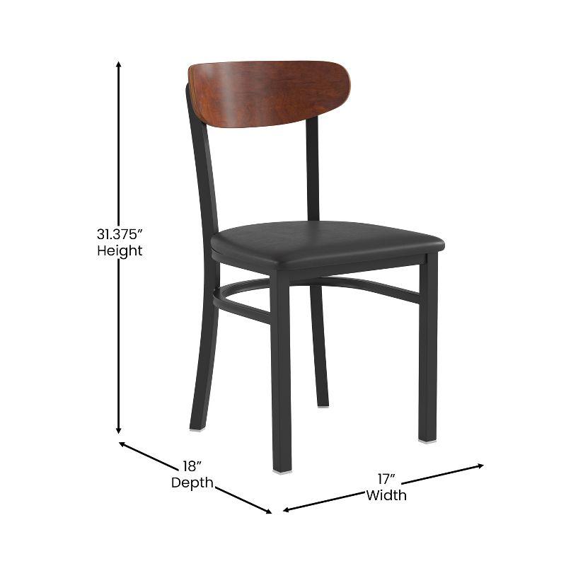 Flash Furniture Wright Commercial Grade Dining Chair with 500 LB. Capacity Steel Frame, Solid Wood Seat, and Boomerang Back