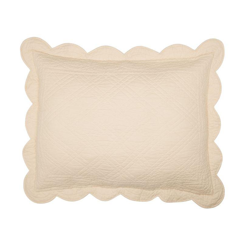 Oatmeal Cotton Scalloped Standard Pillow Sham