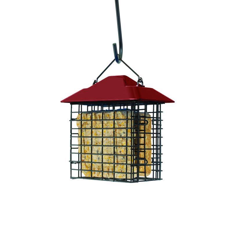 Red Roof Metal and Plastic Double Suet Cage Feeder