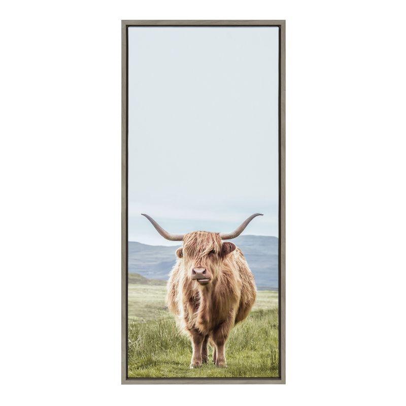 Sylvie Highland Cow Mountain Landscape by The Creative Bunch Studio Framed Wall Canvas - Kate & Laurel All Things Decor