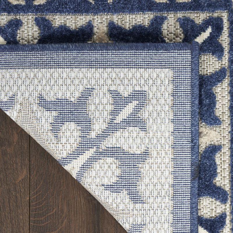 Blue Geometric 6' x 9' Stain-Resistant Outdoor Rug