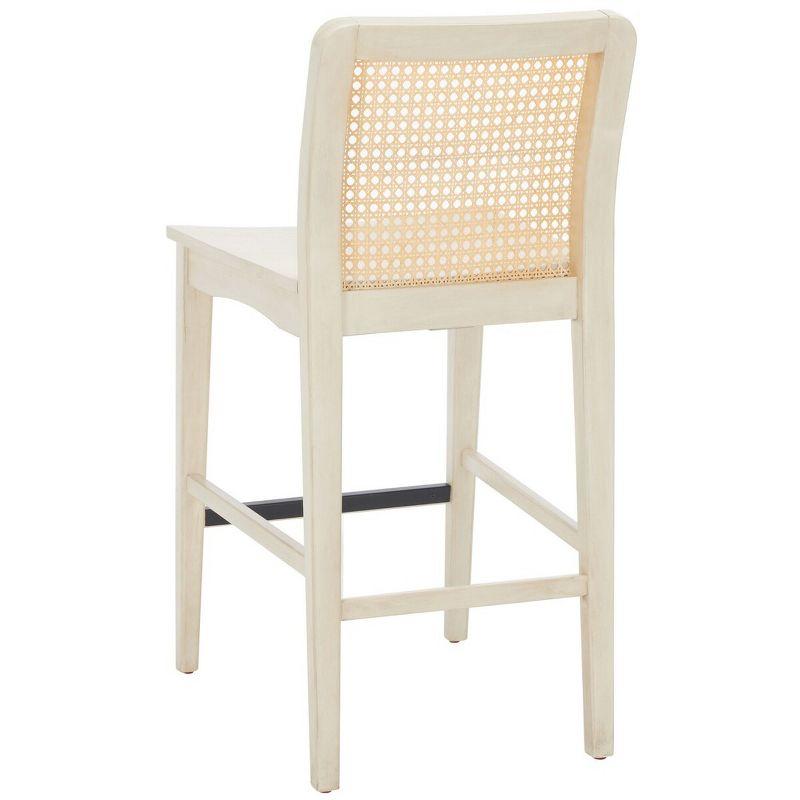 Coastal Charm White and Natural Rubberwood Barstool Set