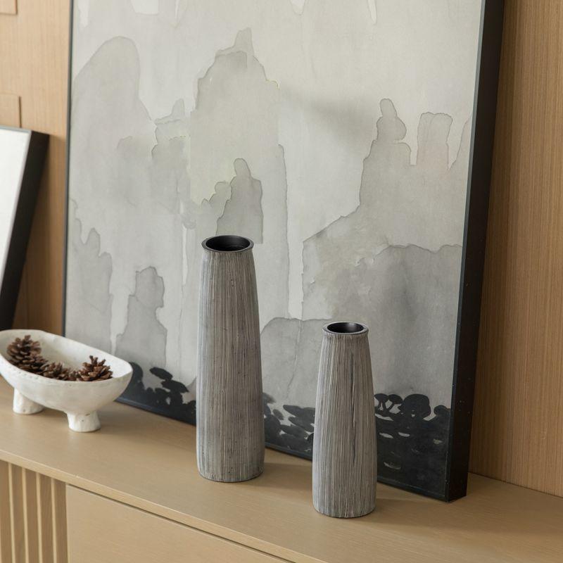 Modern Striped Polyresin Table Vase Set in Black and White