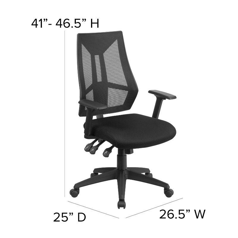 Flash Furniture High Back Black Mesh Multifunction Swivel Ergonomic Task Office Chair with Adjustable Arms