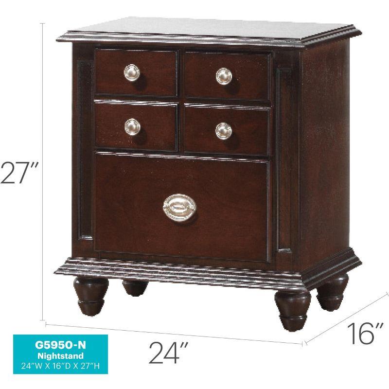 Passion Furniture Summit 5-Drawer Cappuccino Nightstand (27 in. H x 16 in. W x 24 in. D)