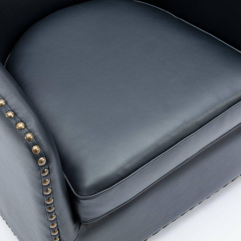 Comfort Pointe Tyler Swivel Arm Chair Midnight Blue: Upholstered, Nailhead Trim, Foam Filled, Wood Frame
