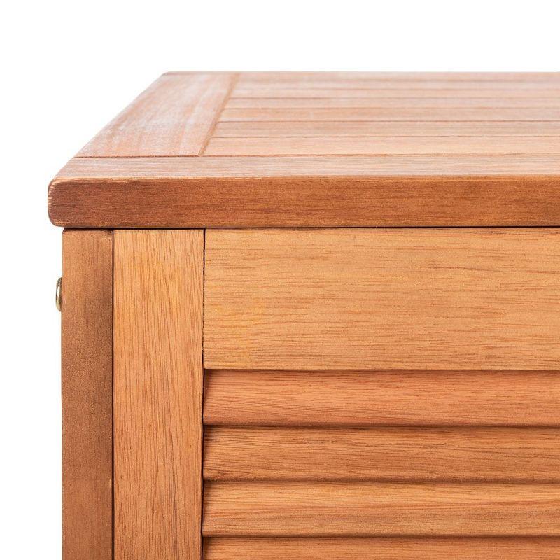 Elina 47.2 Inch Natural Wood Outdoor Deck Box with Wheels