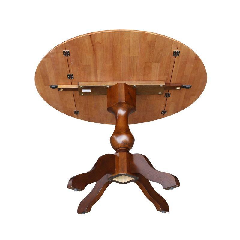 30.3" Gracelyn Round Dual Drop Leaf Pedestal Extendable Dining Table Cinnamon/Espresso - International Concepts: For Small Spaces