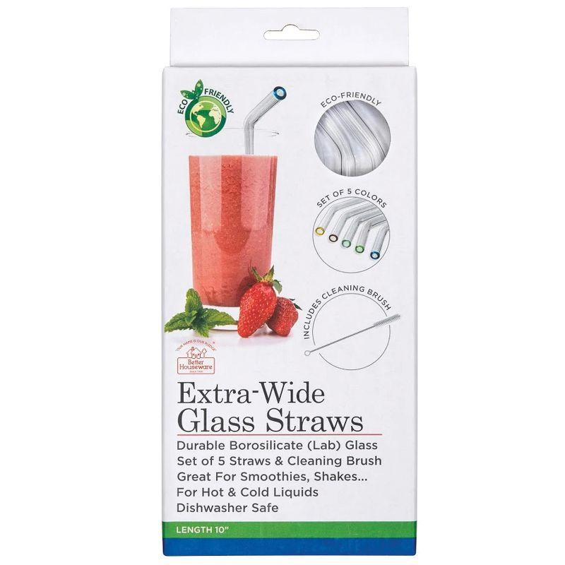 Better Houseware Glass Straws with Cleaning Brush, Set of 5