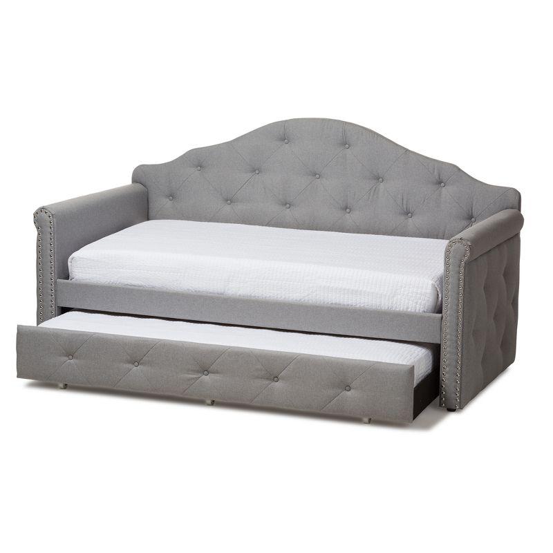 Emilie Twin Daybed with Nailhead Trim and Tufted Upholstery in Gray