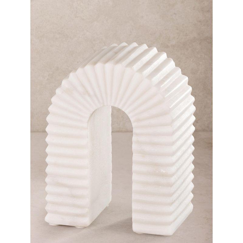 Hanover White Marble Ribbed Arch Decorative Object