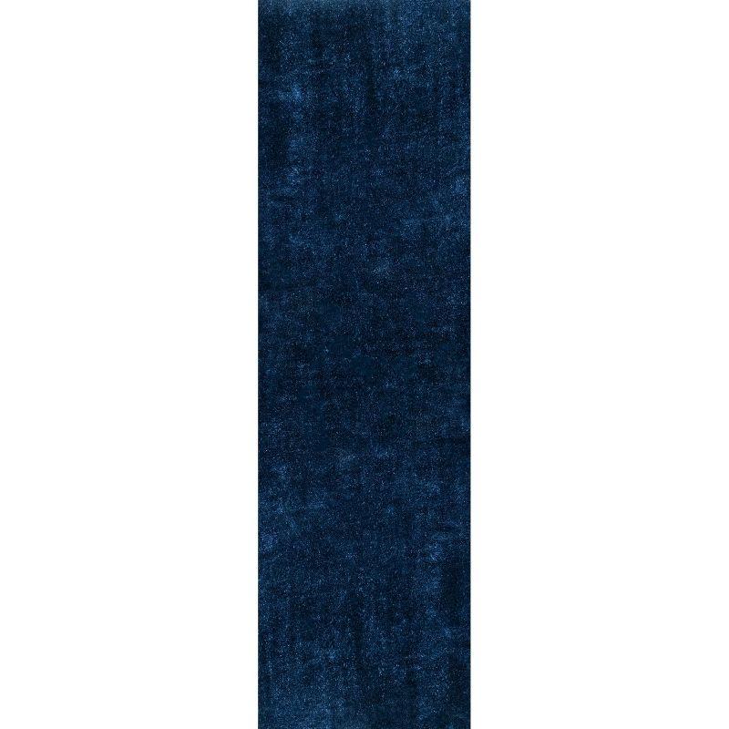 nuLOOM 2' x 10' Cozy Plush SuperiorWash Area Rug, Machine Washable, Non-Slip, Soft Fluffy Shag Carpet for Living Room Bedroom Nursery, Loni Navy