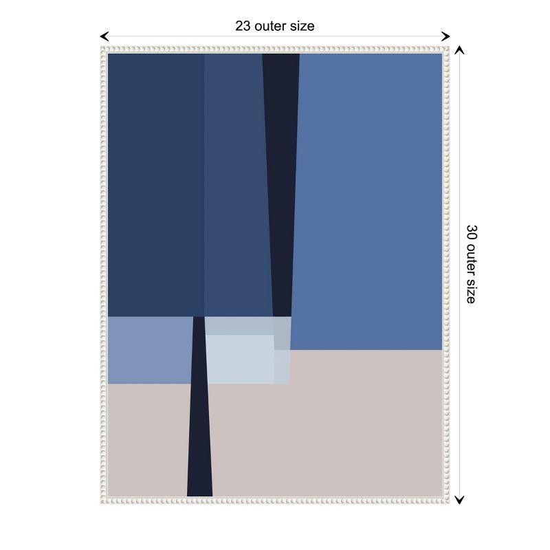 Blue and White Abstract Canvas Wall Art with Beaded Frame