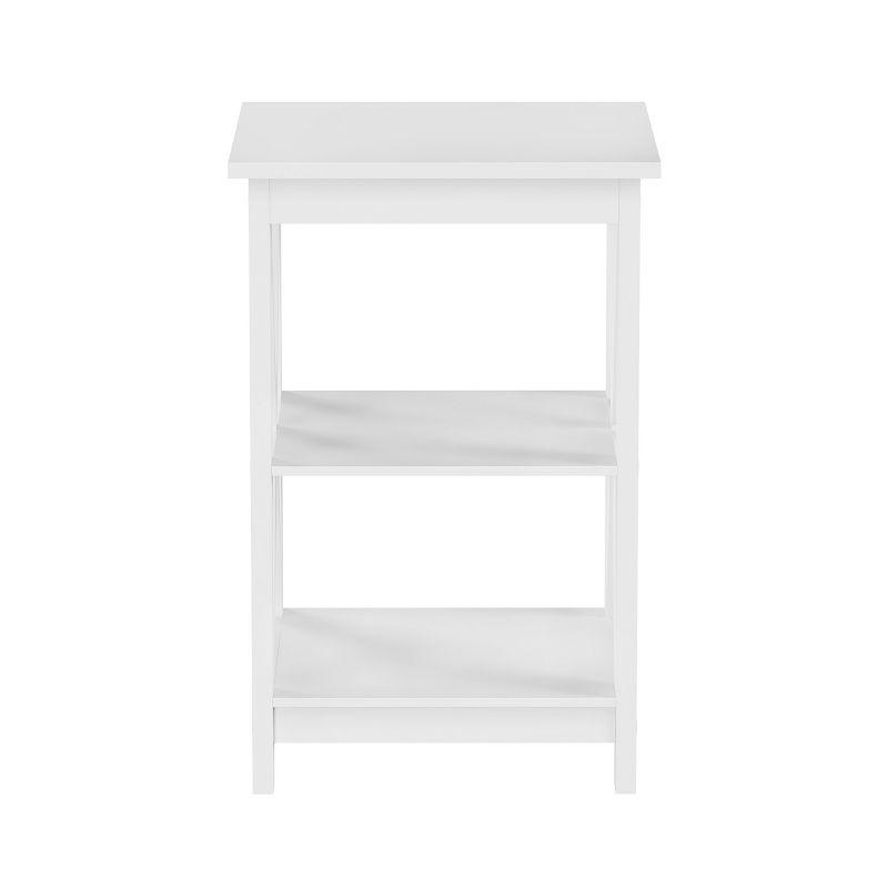 Lavish Home End Table with 2 Shelves and X-Leg Design, White