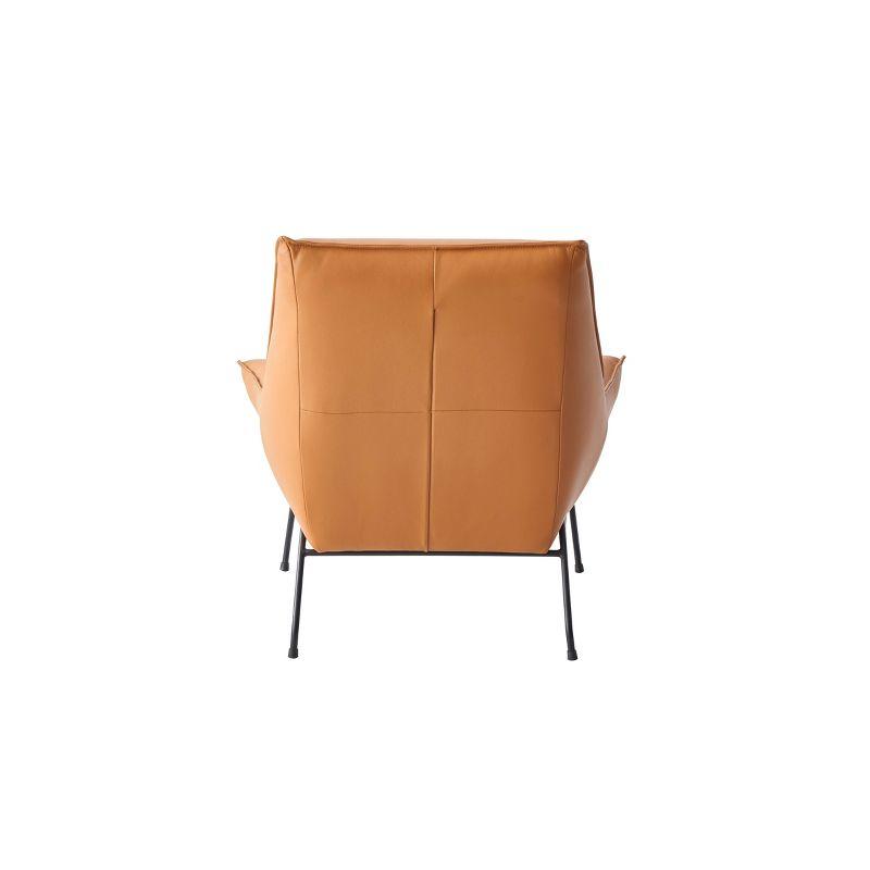 35" Zusa Accent Chair Sandstone Top Grain Leather - Acme Furniture: Modern Elegance, Metal Frame, No Assembly Required