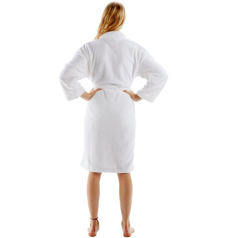 Bare Cotton 100% Microfiber Fleece Above Knee Bathrobe with Pockets