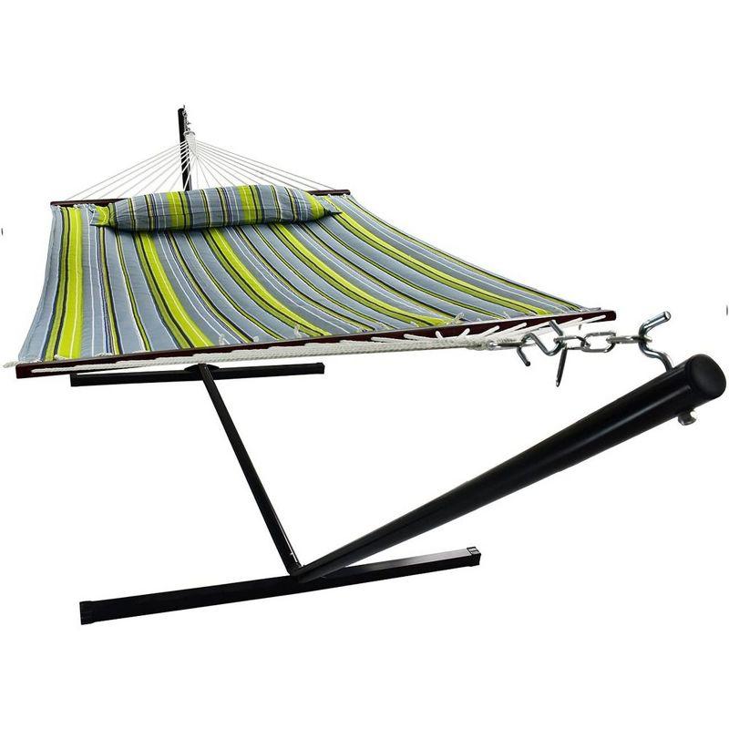 Sorbus 2-Person Stylish Hammock with Stand- 53" Large Cotton Outdoor Hammock- Spreader bars & Pillow Included- Heavy Duty 450lbs