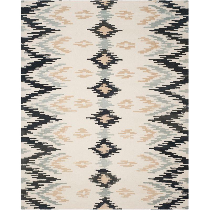 Ivory and Dark Grey Hand Tufted Wool Area Rug