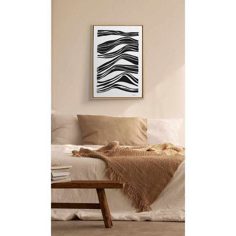 23" x 33" Sylvie Abstract Waves Framed Wall Canvas by Statement Goods Natural - Kate & Laurel All Things Decor