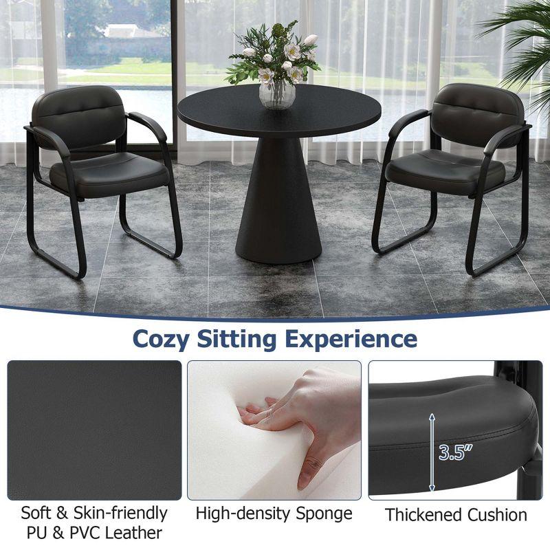 Costway Waiting Room Chair Set of 2/4/6/8/10/12 with Sled Base and Padded Arm Rest Home Black