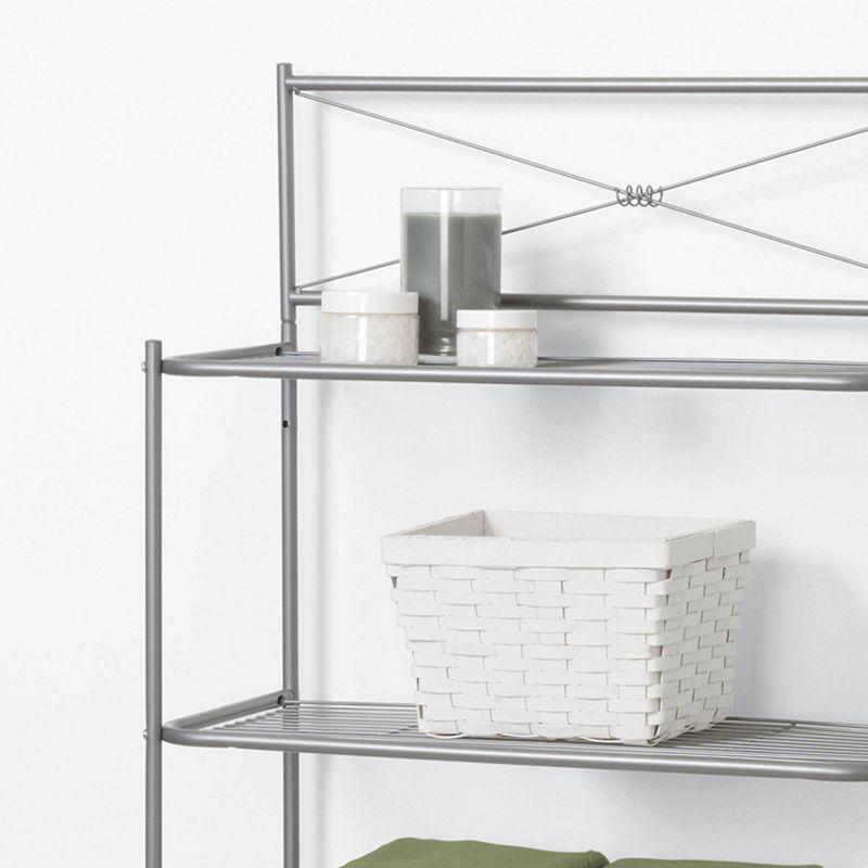 Spacesaver Over the Toilet Etagere Brushed Nickel - Zenna Home: 3-Shelf Metal Bathroom Organizer, Spot Clean