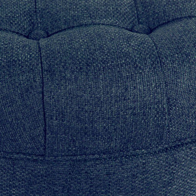 Large Tufted Round Storage Ottoman Navy - HomePop