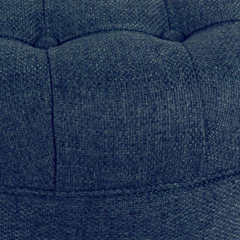 Navy Tufted Round Cocktail Ottoman with Storage