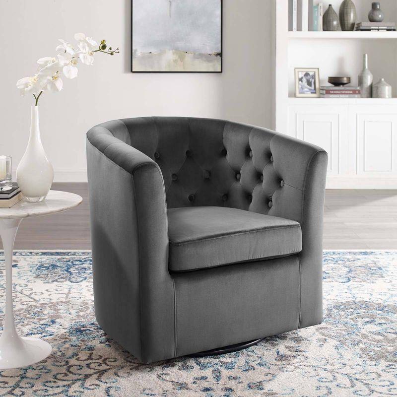 Prospect Tufted Performance Velvet Swivel Armchair Charcoal - Modway