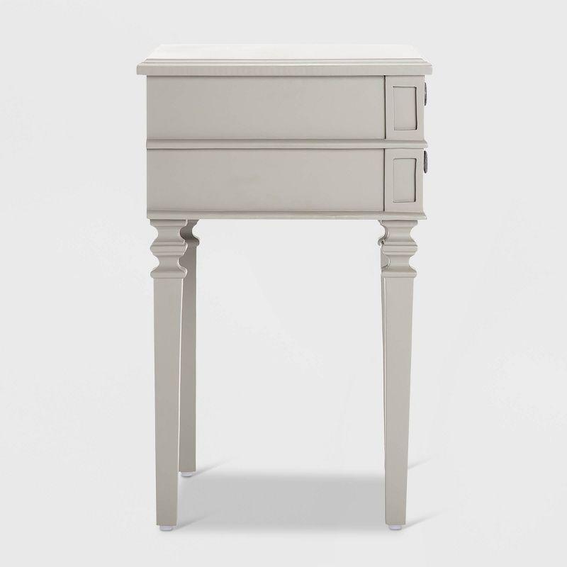 Irving Side Table with 2 Drawers Gray - Finch: Sturdy Wooden End, No Assembly Required