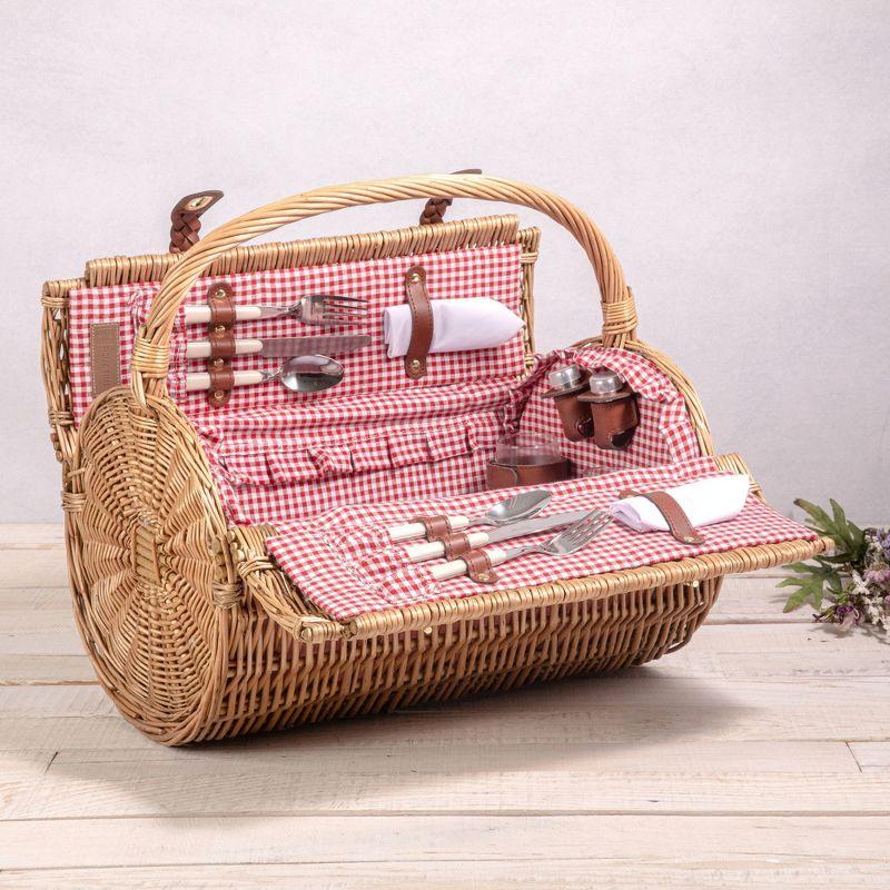 Barrel Wicker Picnic Basket with Picnic