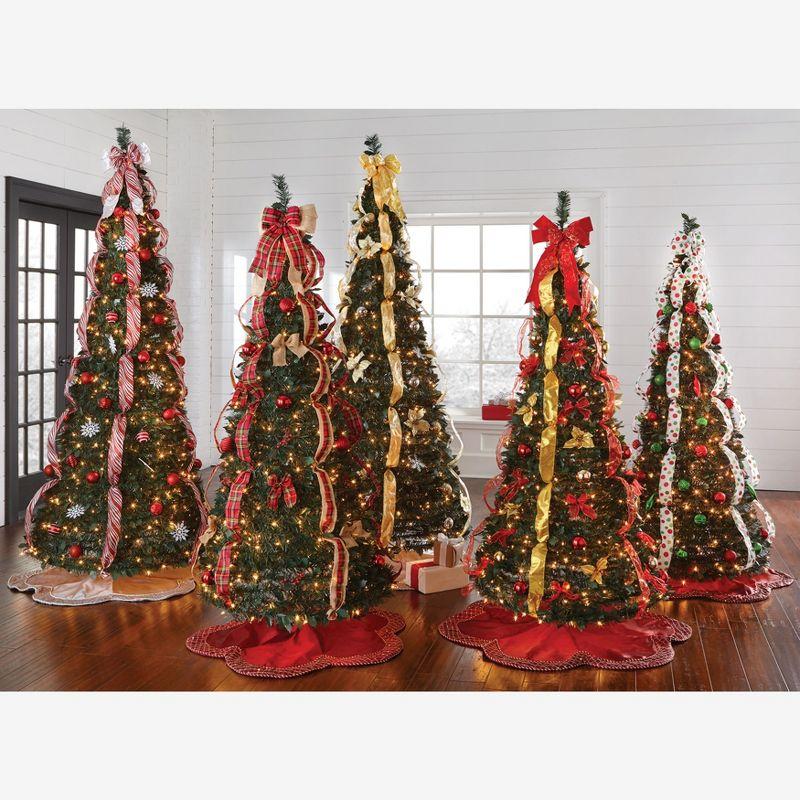 BrylaneHome Scallop Edge Border Christmas Tree Skirt - Red