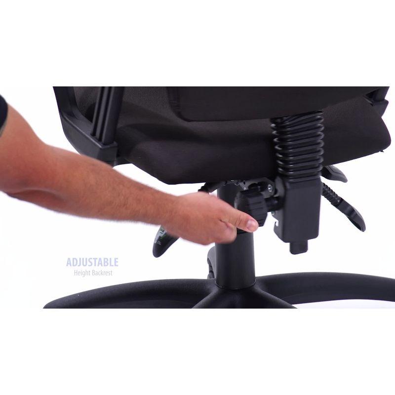 Multi-Function Fabric Task Chair Black - Boss Office Products: Ergonomic, Swivel, Lumbar Support, Nylon Legs