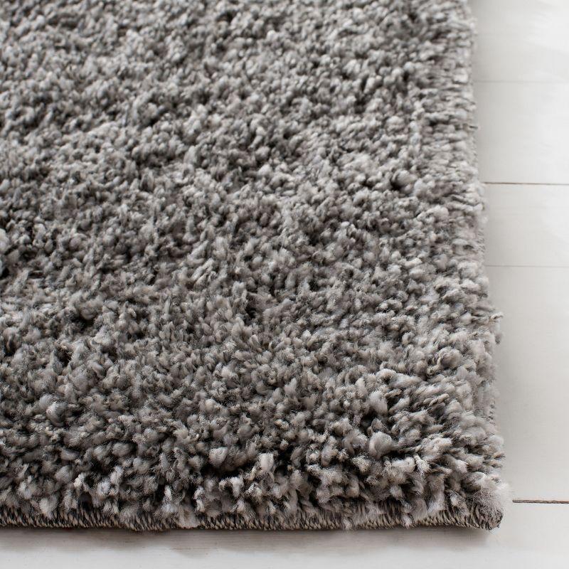 Silver Hand-Knotted Shag Runner Rug, 27" x 12"